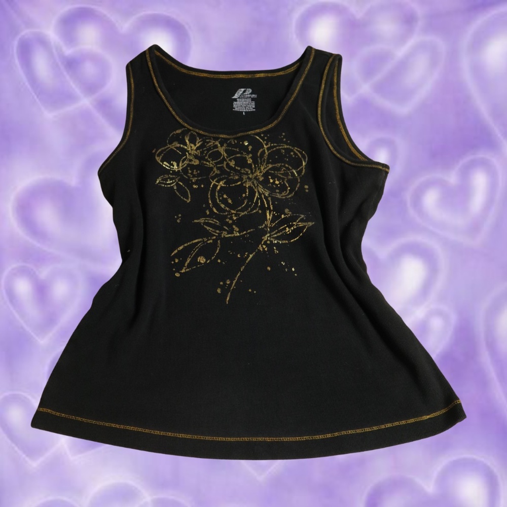 ❤️‍🔥 black and gold y2k tank top